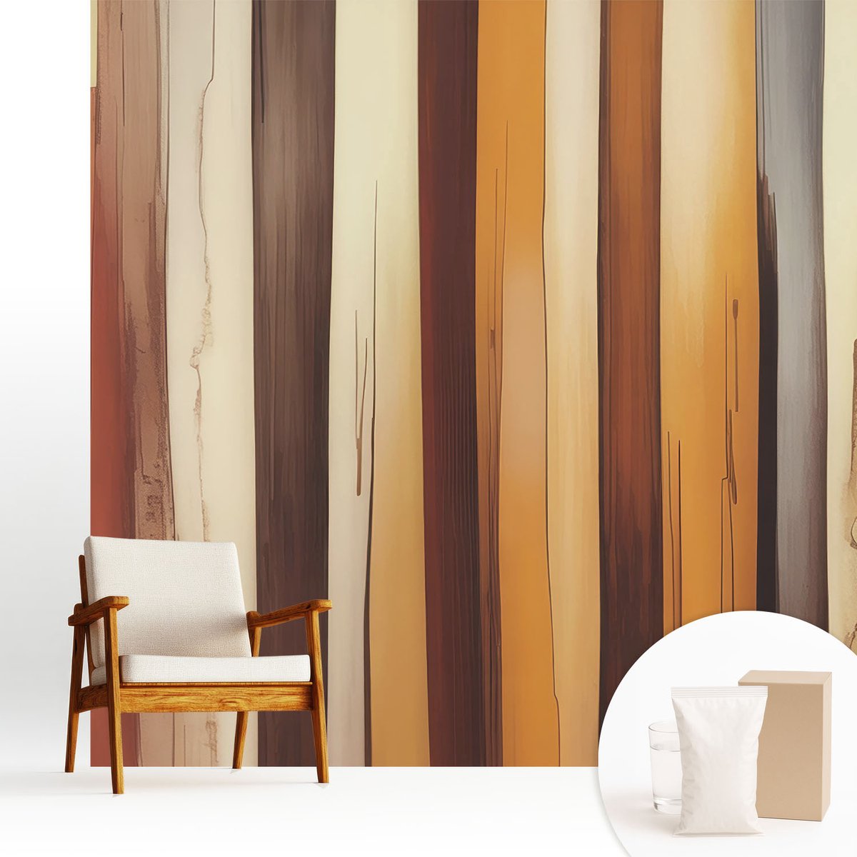 Wallfluent Fotobehang - Bruin Vliesbehang - 250x250 cm - Abstracte Textuur Fotobehang Vlies - Hal behang Texturen - Muurschildering - Woonkamer behang