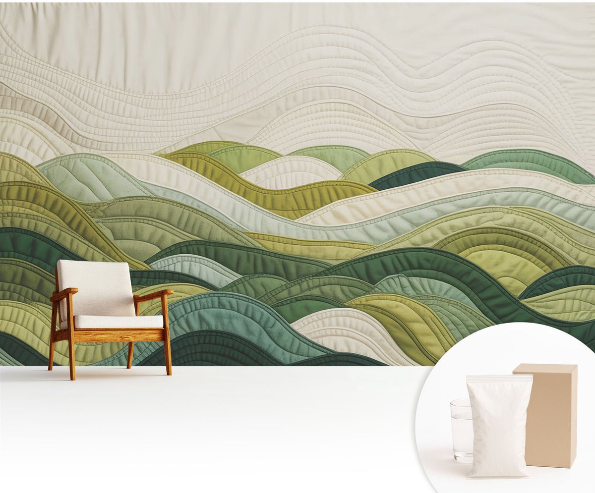Wallfluent Fotobehang - Groente Vliesbehang - 416x254 cm - Stoffenheuvels Muurschildering - Gang behang Achtergronden En Patronen - Fotobehang Vlies - Slaapkamer behang