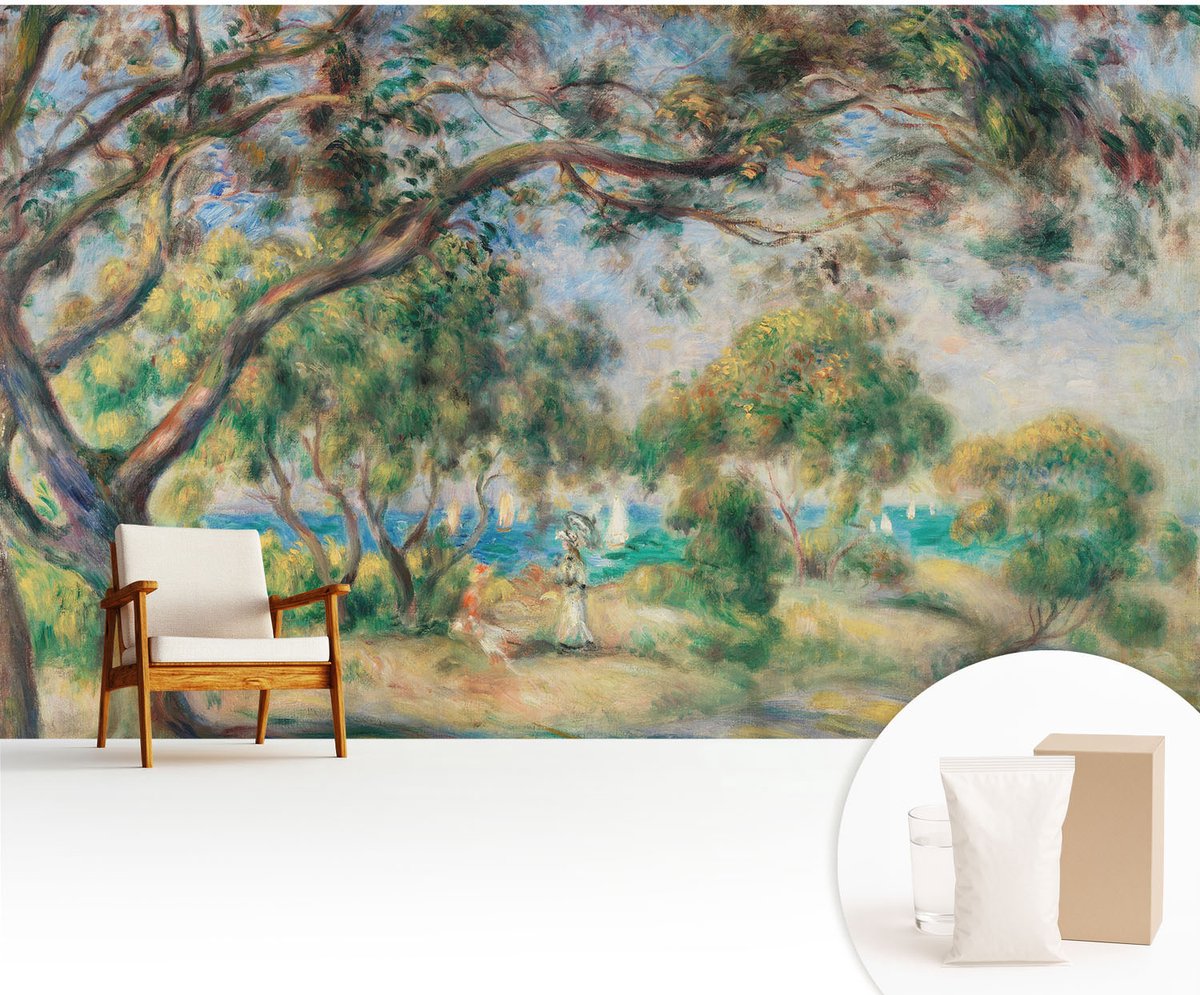 Wallfluent Fotobehang - Groente Vliesbehang - 416x254 cm - Kustlandschap Muurschildering - Gang behang Bloemen En Planten - Fotobehang Vlies - Slaapkamer behang