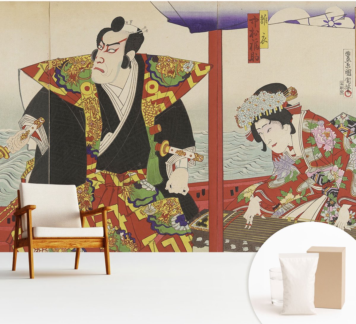 Wallfluent Fotobehang - Rood Vliesbehang - 312x219 cm - Japans Theater Muurschildering - Slaapkamer behang Deel - Fotobehang Vlies - Gang behang