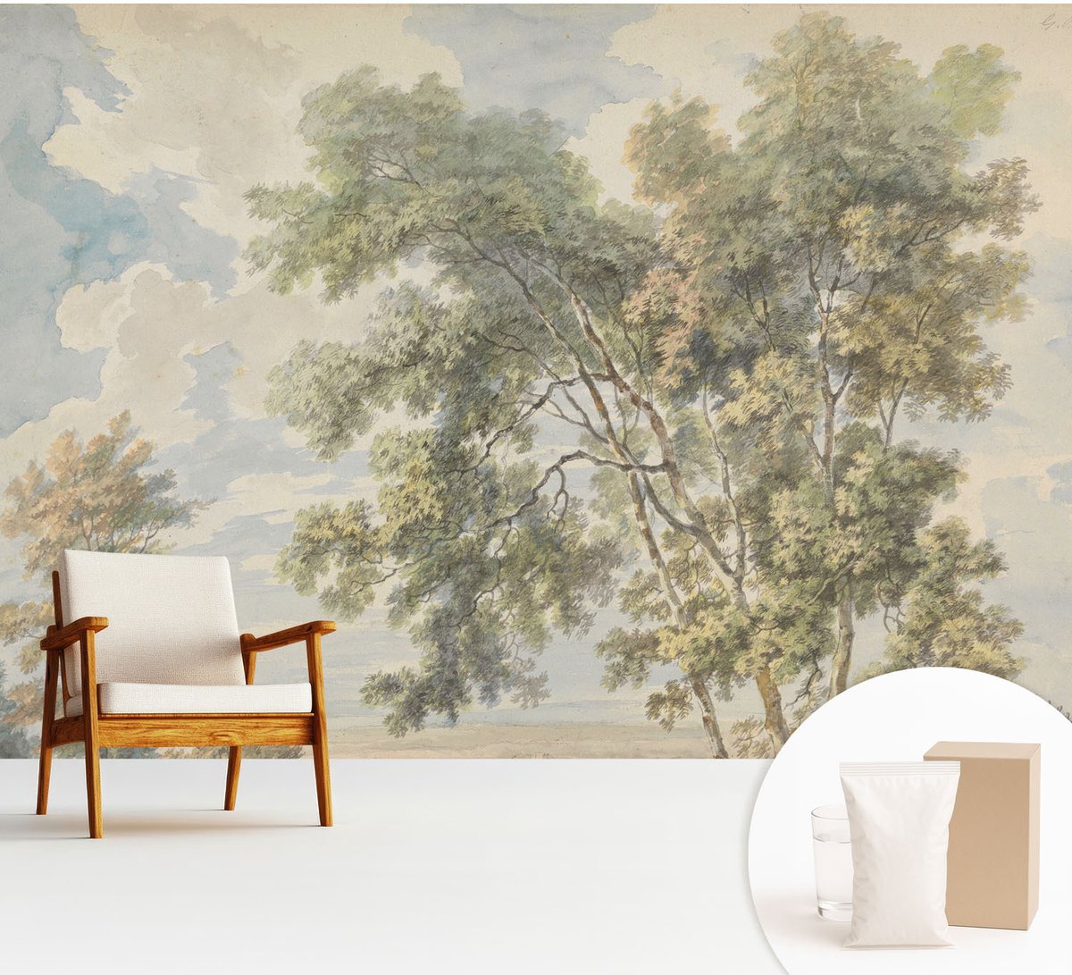 Wallfluent Fotobehang - Groente Vliesbehang - 312x219 cm - Romantische Natuur Fotobehang Vlies - Woonkamer behang Landschappen - Muurschildering - Hal behang