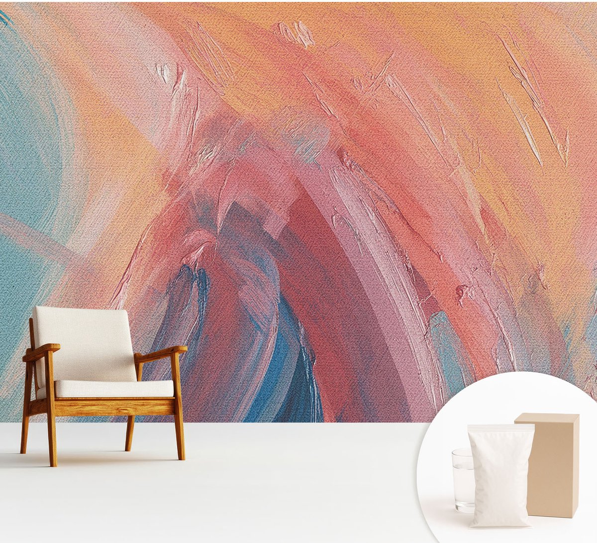 Wallfluent Fotobehang - Blauw Vliesbehang - 312x219 cm - Kleurrijke Explosies Muurschildering - Slaapkamer behang Abstractie - Fotobehang Vlies - Gang behang