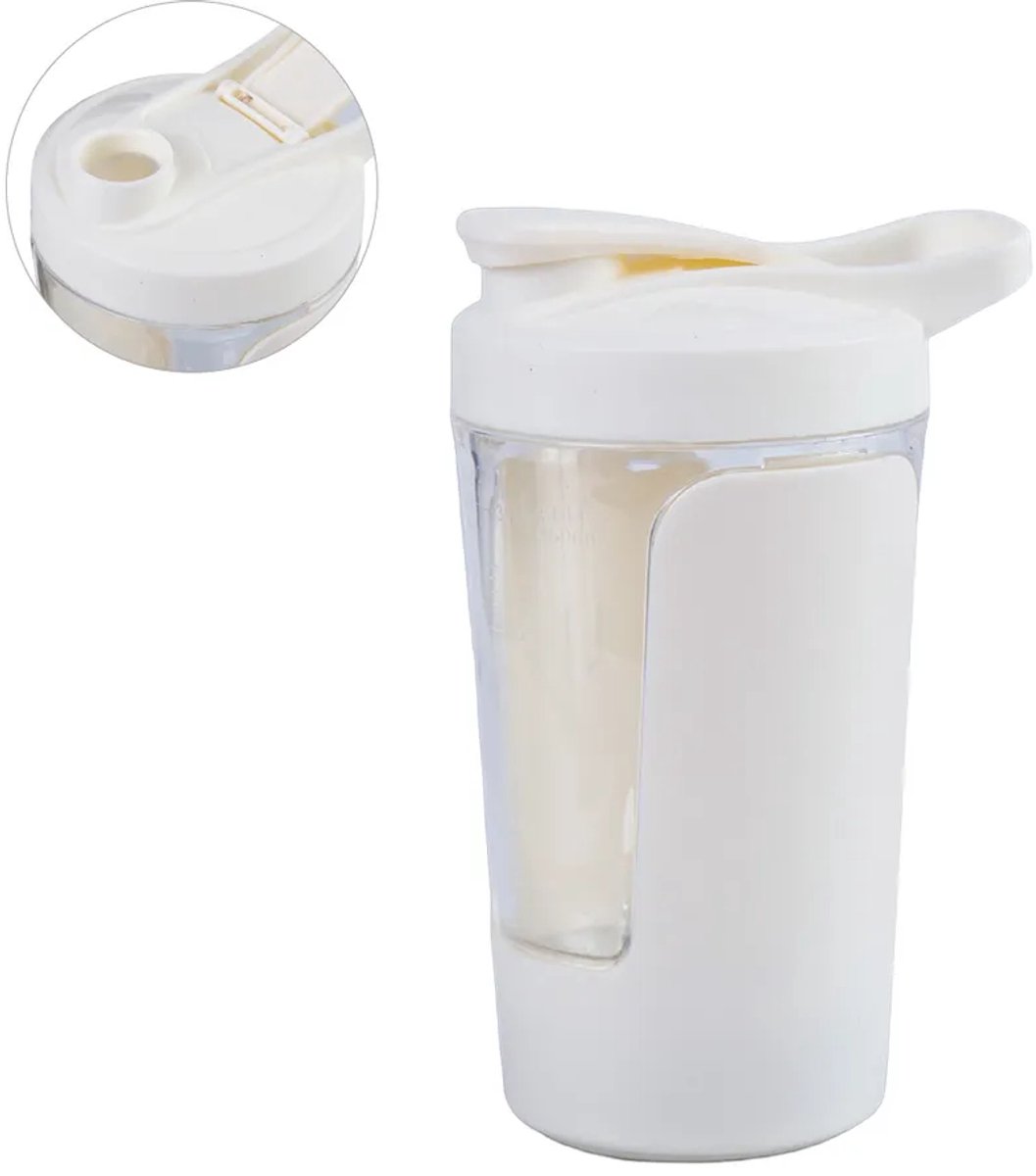 Automatische elektrische mixer/shakerbeker Geschikt voor eiwitpoeder, 450 ml, hittebestendig, lekvrij, valbestendig, wit.