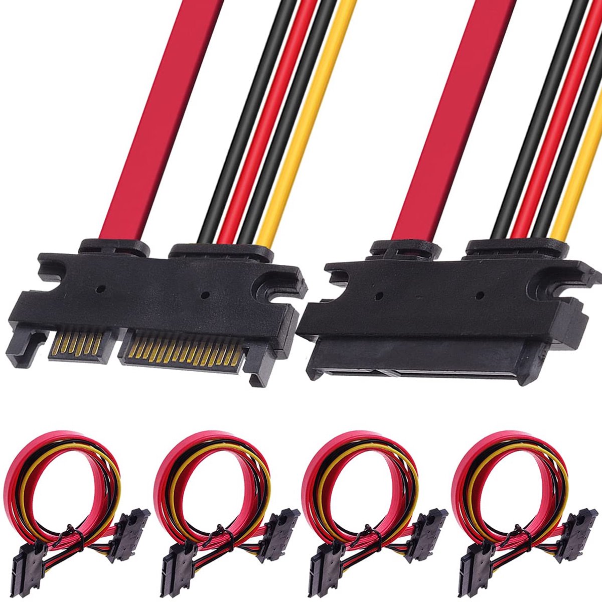 2 Pack 22-pin (7+15) SATA Data and Power Combo Extension Cable, 22-pin (7+15) Sata Male to Female Hard Drive Cable for - ShopVlot