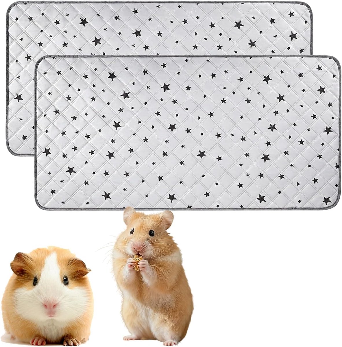 Pipipads voor cavia's, 120 x 60 cm, 2 x Pipimat, wasbaar, 4 lagen, absorberende onderlaag, antislip, herbruikbare - ShopVlot