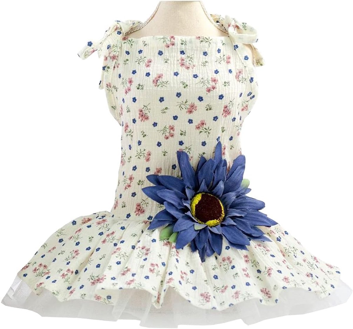 Dog Dress Puppy Luxury Skirt Dog Clothes Princess Dresses Wedding Evening Dress Tutu Skirt Daisy Flower Skirt for - ShopVlot
