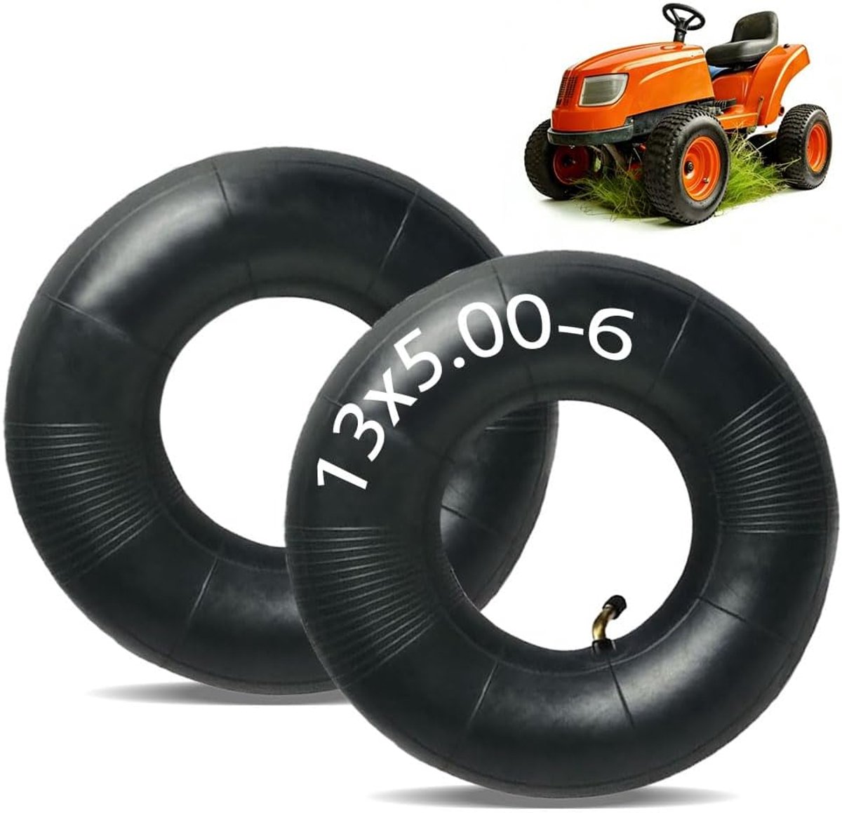 SnelShoppen - Set van 2 Binnenbanden 13 x 5,00-6 voor Luchtbanden - Sterk Draagvermogen - Reserveslang voor Grasmaaier, Kruiwagen, Handwagen - Gebogen