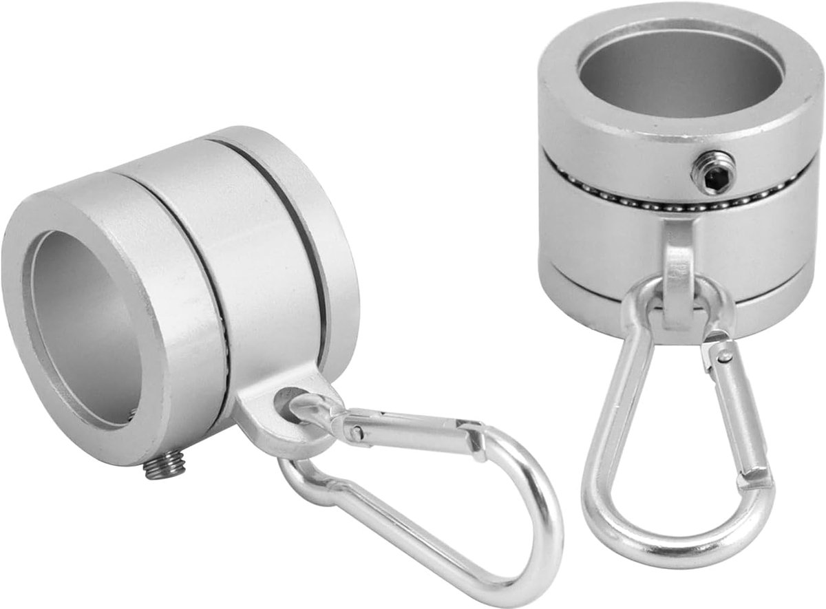 SnelShoppen - Set van 2 Aluminium Vlaggenmast Ringen met Karabijnhaak - 360 Graden Rotatable, Verstelbare Diameter 1.8-2.5 cm, Lichtgewicht en Duurzaa