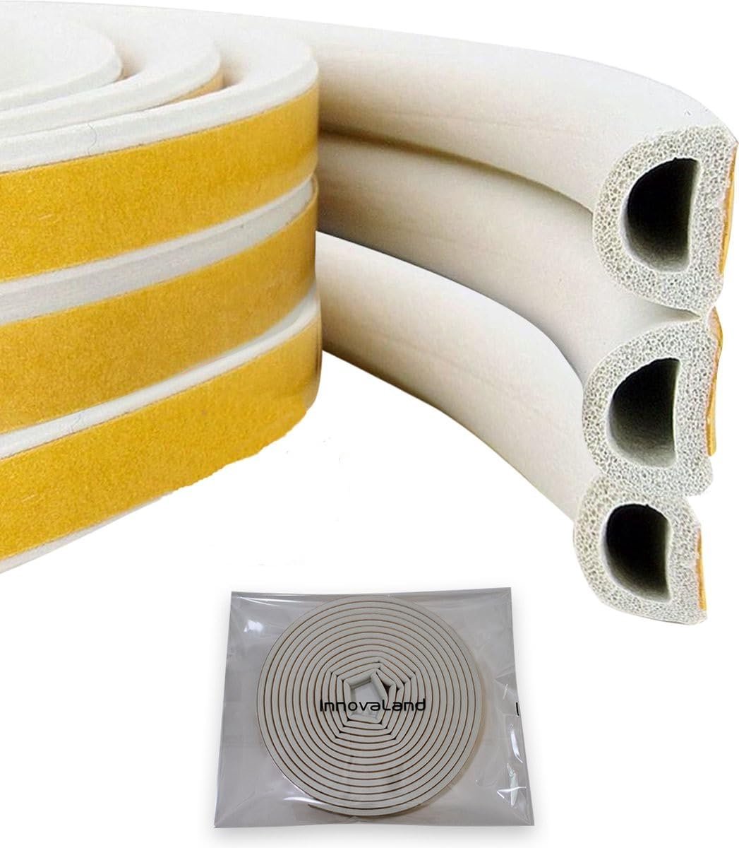 SnelShoppen - Premium 12m Dichtingsband - Zelfklevende Schuimafsluiting voor Deuren en Vensters - Witte Weerbestendige Isolatietape - Energie Besparen