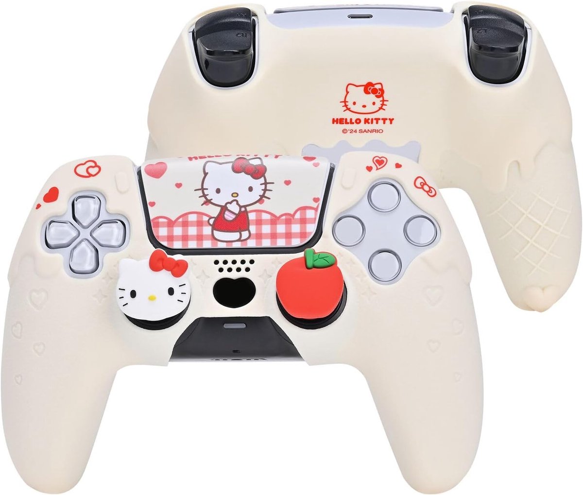 SnelShoppen - Kuitmor PS5 Controller Case Set - Silicone Beschermhoes en Schattige Kitten Case voor PS5 Controller met 2 Inch Grip Bescherming en 2 St