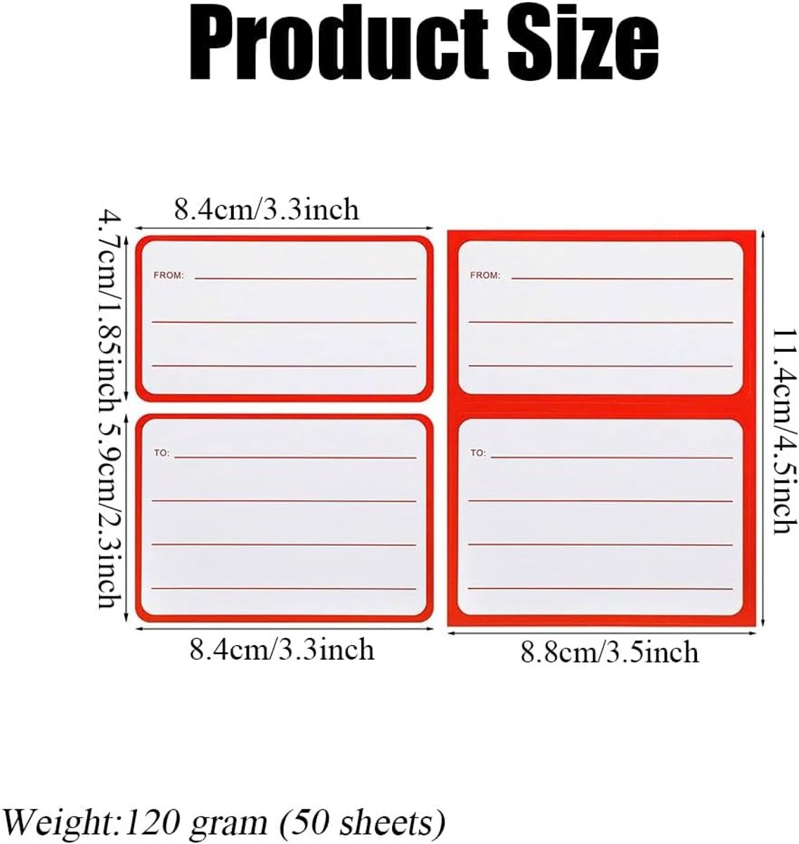 Verzendlabels 4.5 x 3.5 Inch - Zelfklevend - Rood - Perfect voor pakketten en post - ShopVlot