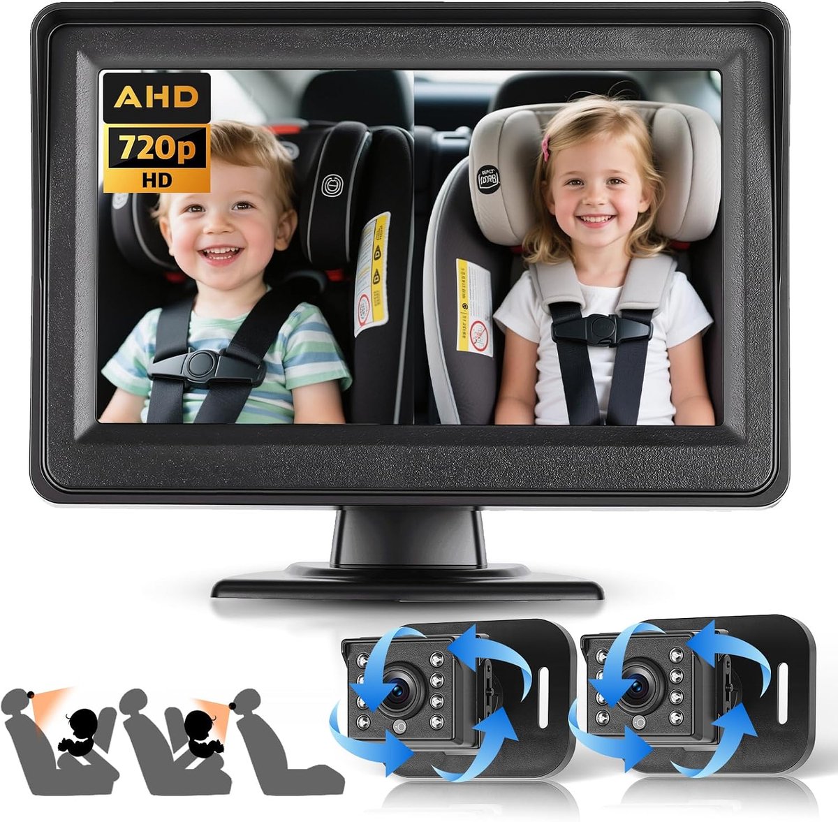 Achteruitrijcamera met 4,3 inch HD-scherm - draaibaar - IP68-nachtzicht - eenvoudige installatie - ShopVlot