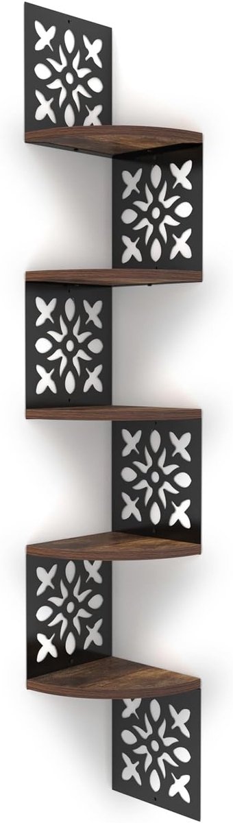 Hoekplank vijf lagen - Houten bloemenvorm - Muurplanken - Perfect voor woonkamer en slaapkamer - ShopVlot