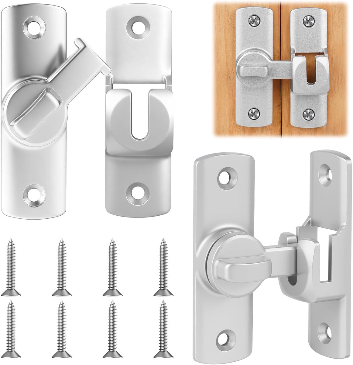 SnelShoppen - Sliding Door Lock - 2 Stuks Kleine Deursloten voor Schuifdeuren - 90/180 Graden Schuifgrendel met Schroeven - Aluminium Legering - Ideaa