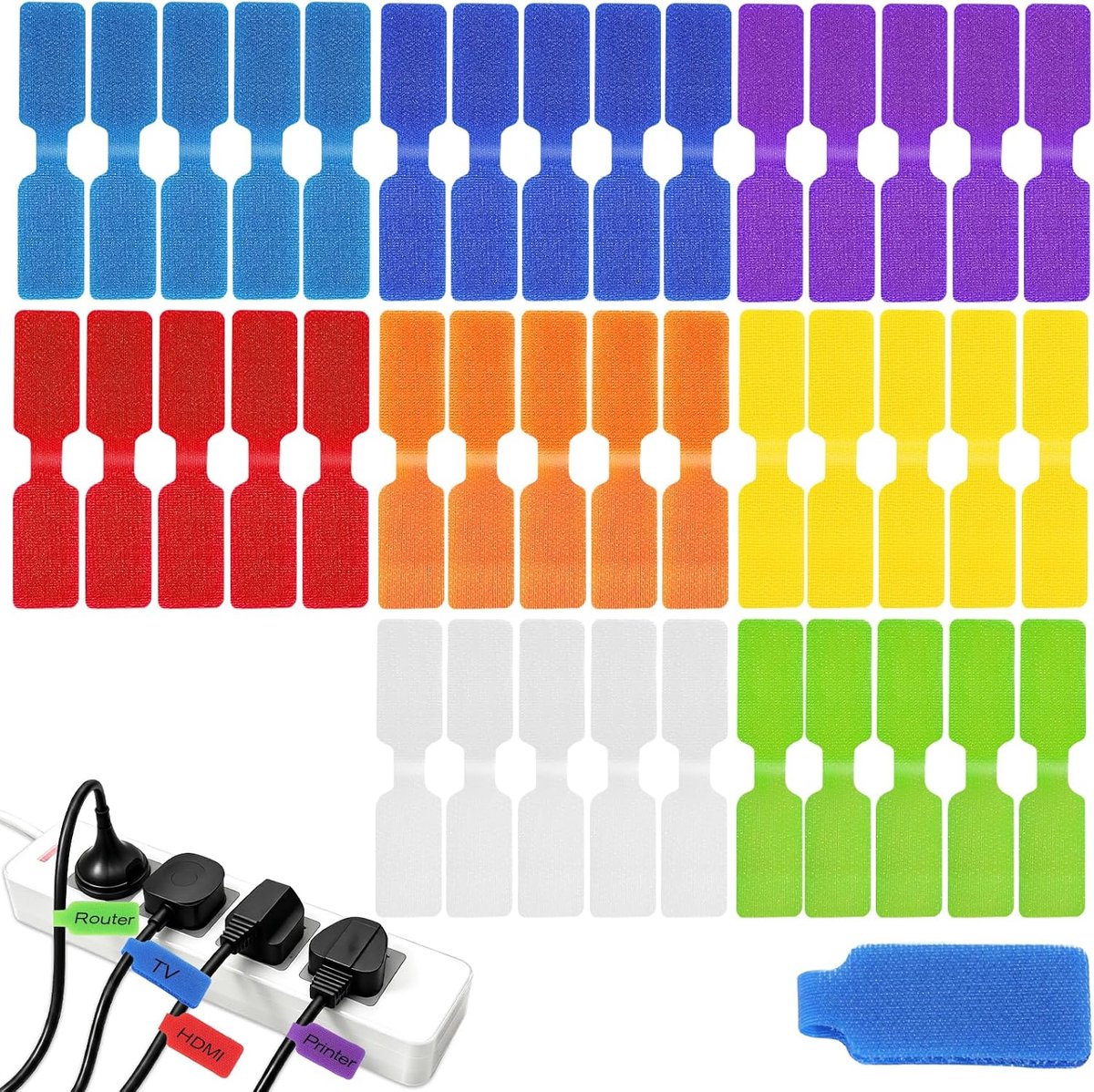 Kabellabels 40PCS - 8 kleuren - herbruikbaar - eenvoudig identificeren van kabels - ShopVlot