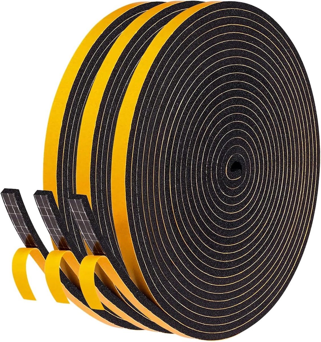 SnelShoppen - Sealing Tape 7x3mm - Zelfklevende Foam Tape voor Deuren en Ramen - Rubber Sealing tegen Koude Tocht - Geluidsisolatie - 3 Rollen - 18 Me