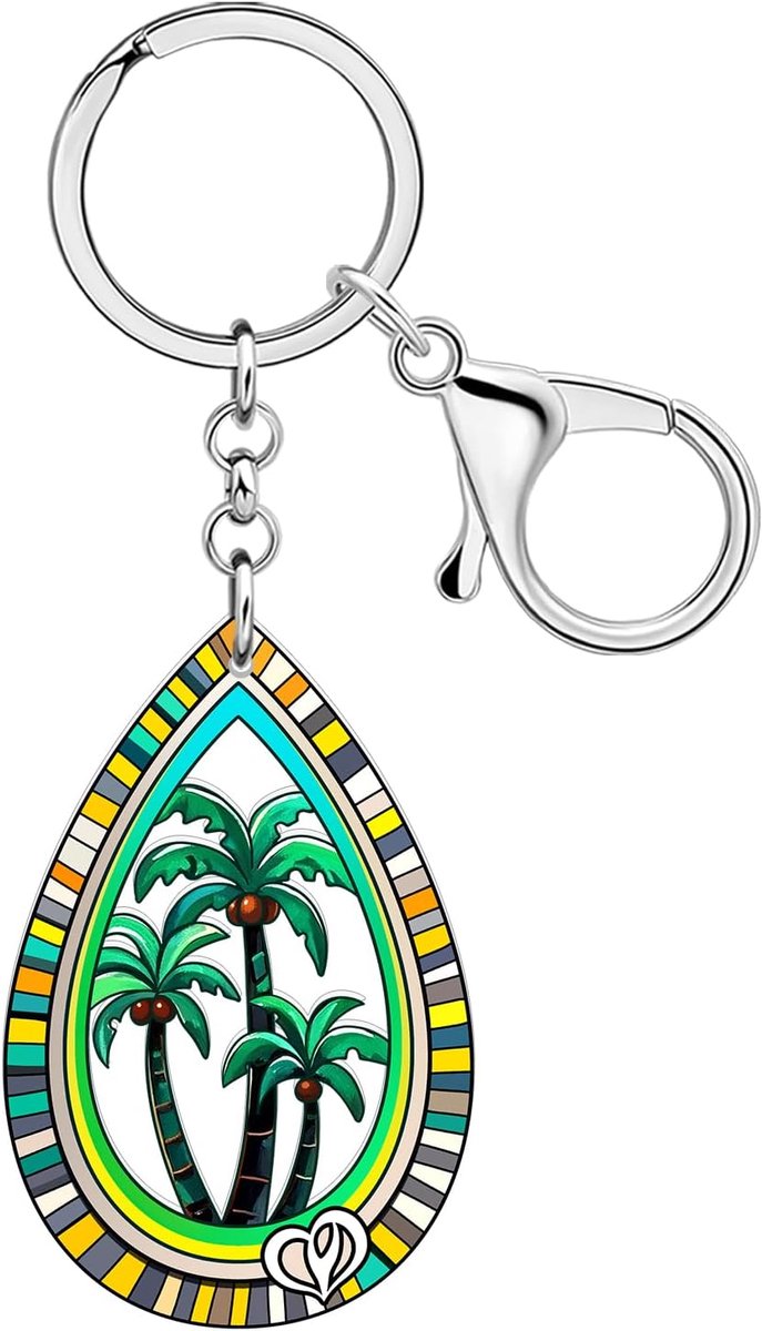 DUOWEI Acryl Hawaiiaanse Tropische Sleutelhanger Accessoires Strand Geschenken voor Vrouwen, Zomer Flamingo Palm Boom - ShopVlot