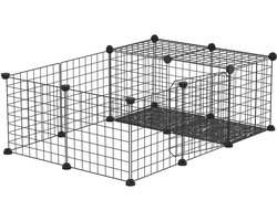 Enclos pour petits animaux parc pour lapins - cochons d'Inde et rongeurs modulable - noir