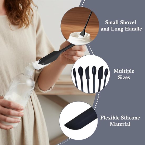 Spatel & bakspatel set, 2 grote + 3 kleine siliconen spatels om te koken, potten schrapen, broodschraper, taartdecoratie, multifunctionele keuken- en schoonheidshulpmiddelen met hangende — afbeelding 4