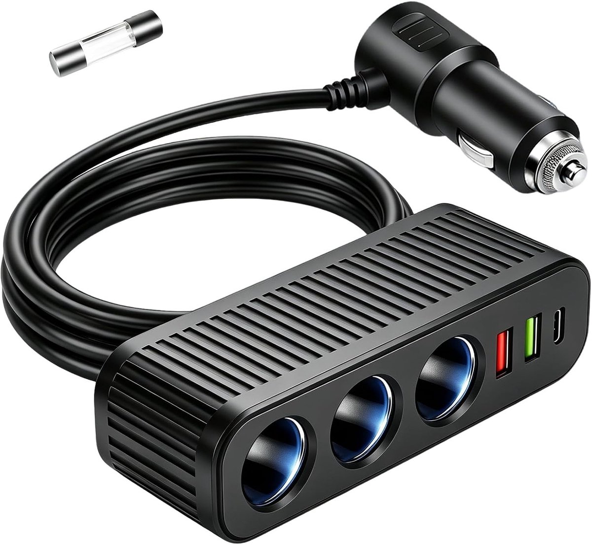 120 W oplader voor sigarettenaansteker, 12 V, 24 V, 6-in-1, splitter voor
