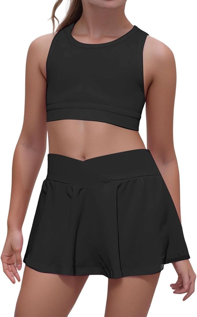 2-delige set voor meisjes, blouse met lange mouwen en bermuda, sterrenmotief, katoen, ademend, chique, overgangskleding, licht, kleding voor jongeren, meisjes, feest, A294