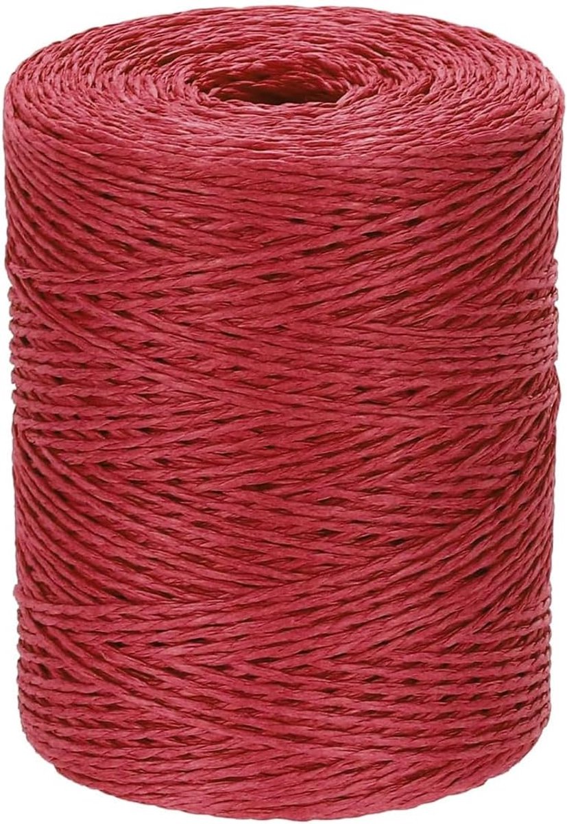 Katoenen raffia garen 300M, gehaakt raffia papierlint voor DIY zonnehoed strandtas haakgaren inpakmateriaal breien, rood