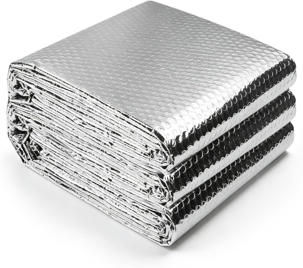 Venster hittebescherming 5m x 0,6m (2mm): energiebesparende isolatiefolie voor verwarming, dak & voertuig, incl. 12 kleefpads, hoogwaardige aluminium isolatiefolie voor warmtebescherming