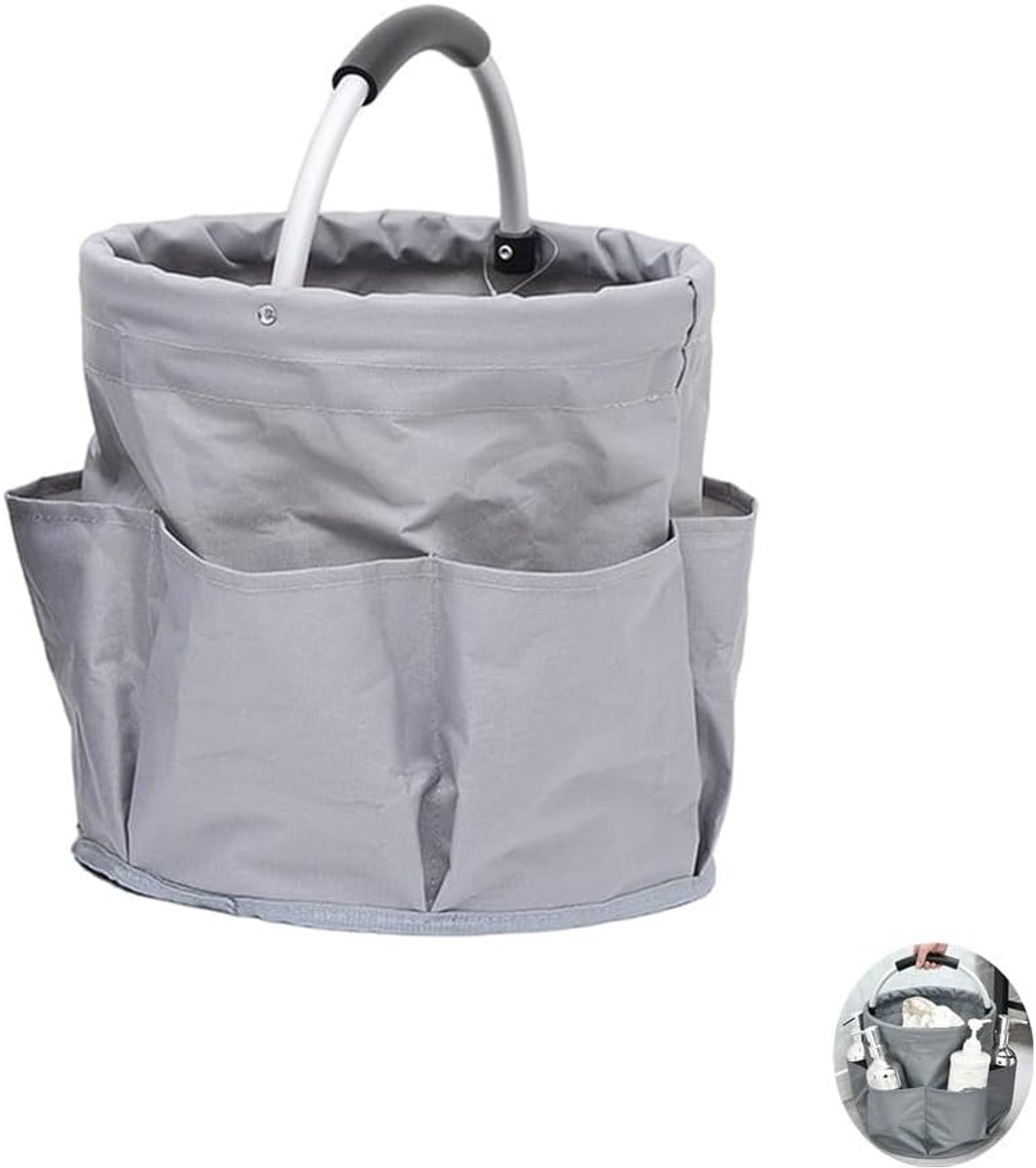 Opbergdoos, reinigingsmiddelorganizer, 17 liter, vrijstaande gereedschapsmand, tuingereedschapstas, 1 hoofdvak met 6 buitenvakken, voor thuisopslag, winkelen, picknick, strand,