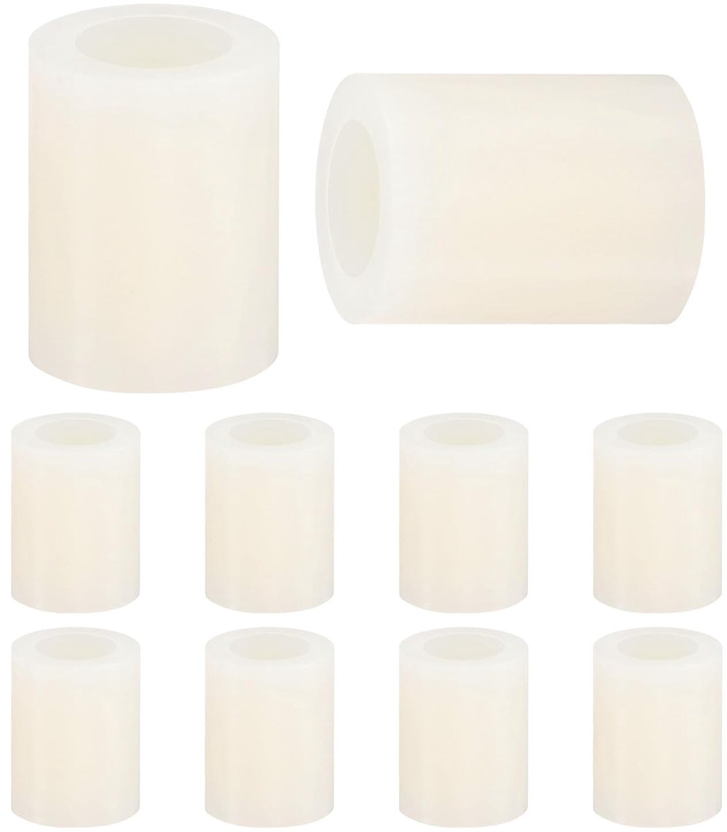 Set van 100 nylon ringen, 4,2 mm ID 7 mm OD 9 mm lengte ronde plastic afstandhouder afstandhouder niet-schroefdraad voor M4 schroeven/bouten/stopcontact/schakelaarhouder [wit]