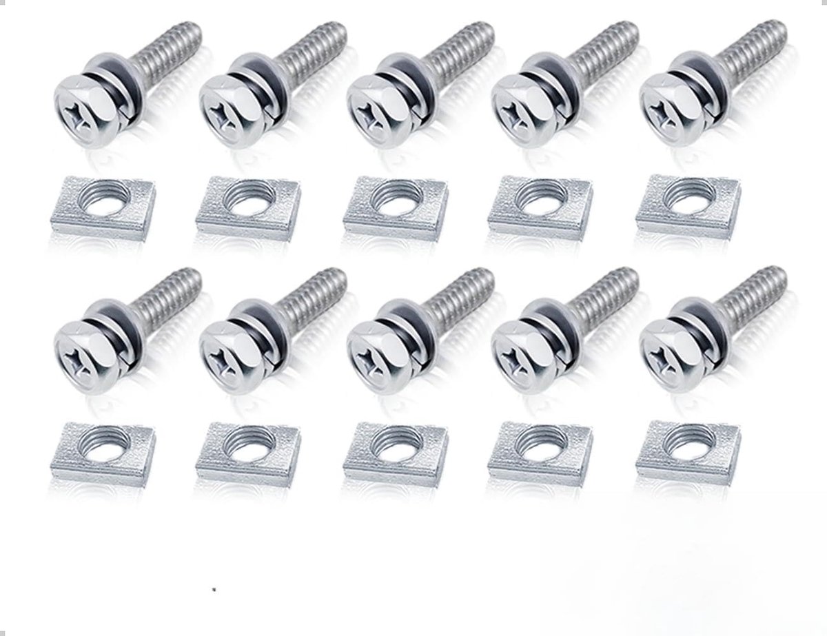 20 stuks schroefmoeren voor accu voor motorfiets scooter, zeshoekige schroeven met vierkante moer, roestvrijstalen reserveaccessoires, voor motorfietsen, scooters, terreinvoertuigen