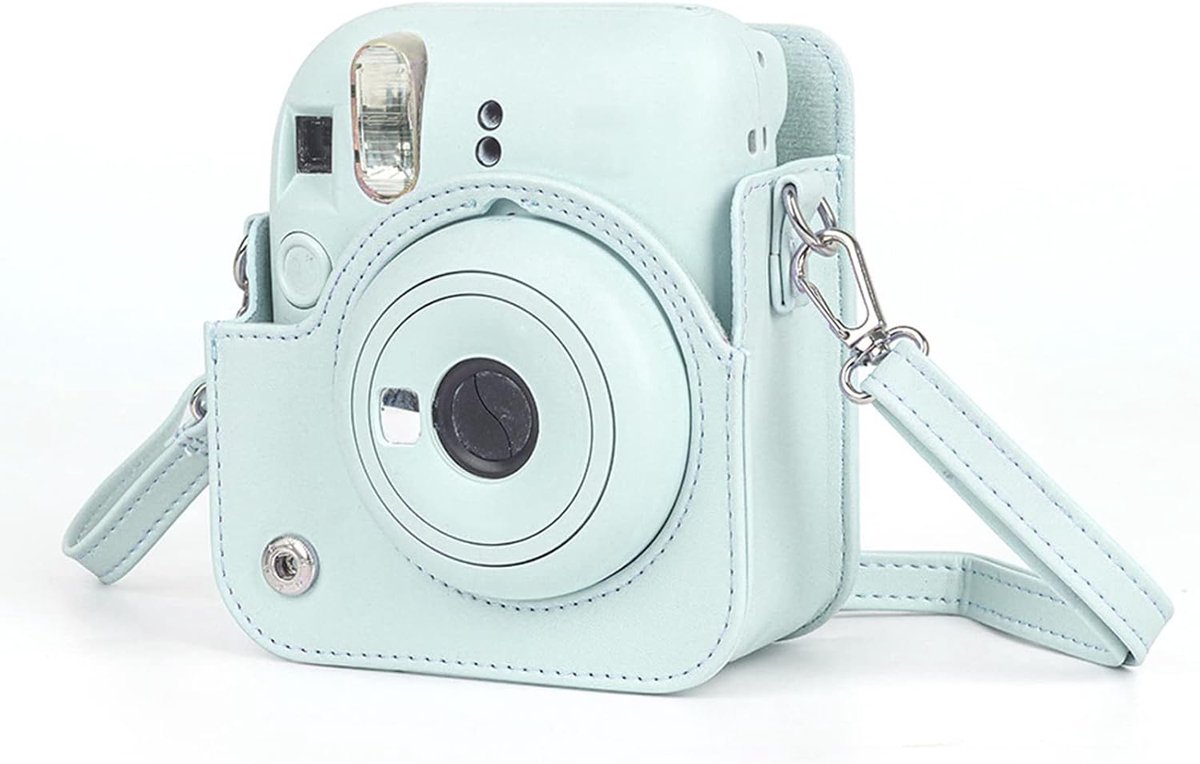 Camera Case voor Mini 12, PU Lederen Tas Instant Camera Beschermende Tas met Afneembare Verstelbare Schouderriem (Muntgroen)
