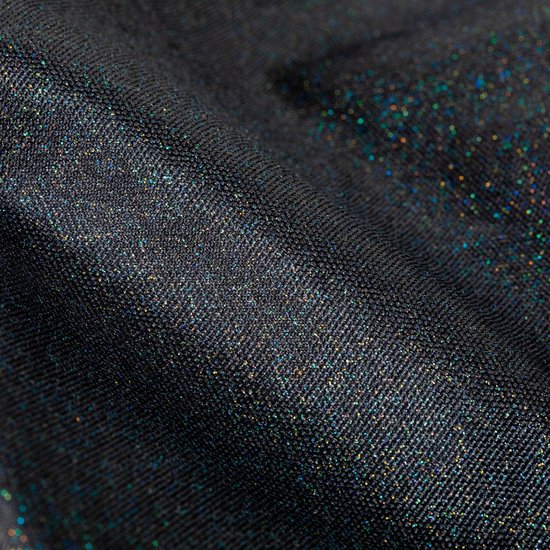 Donkerblauwe rugzakstof met subtiele glitters en een diagonale textuur.