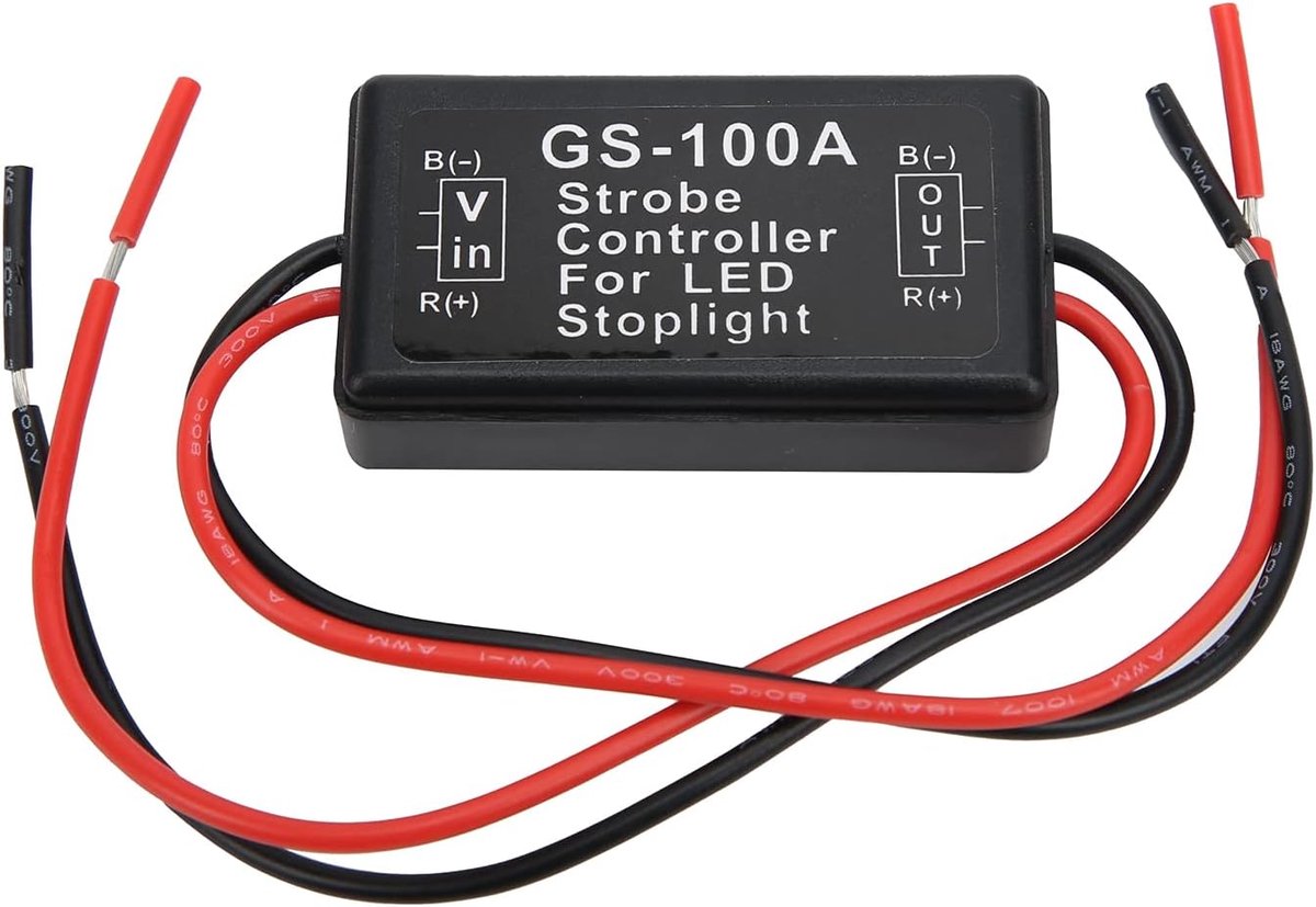 Brake Lights Strobe Controller Plastic LED Flash Control Module GS-100A 12-24VDC for Any 12V Cars, Motorcycles - ShopVlot