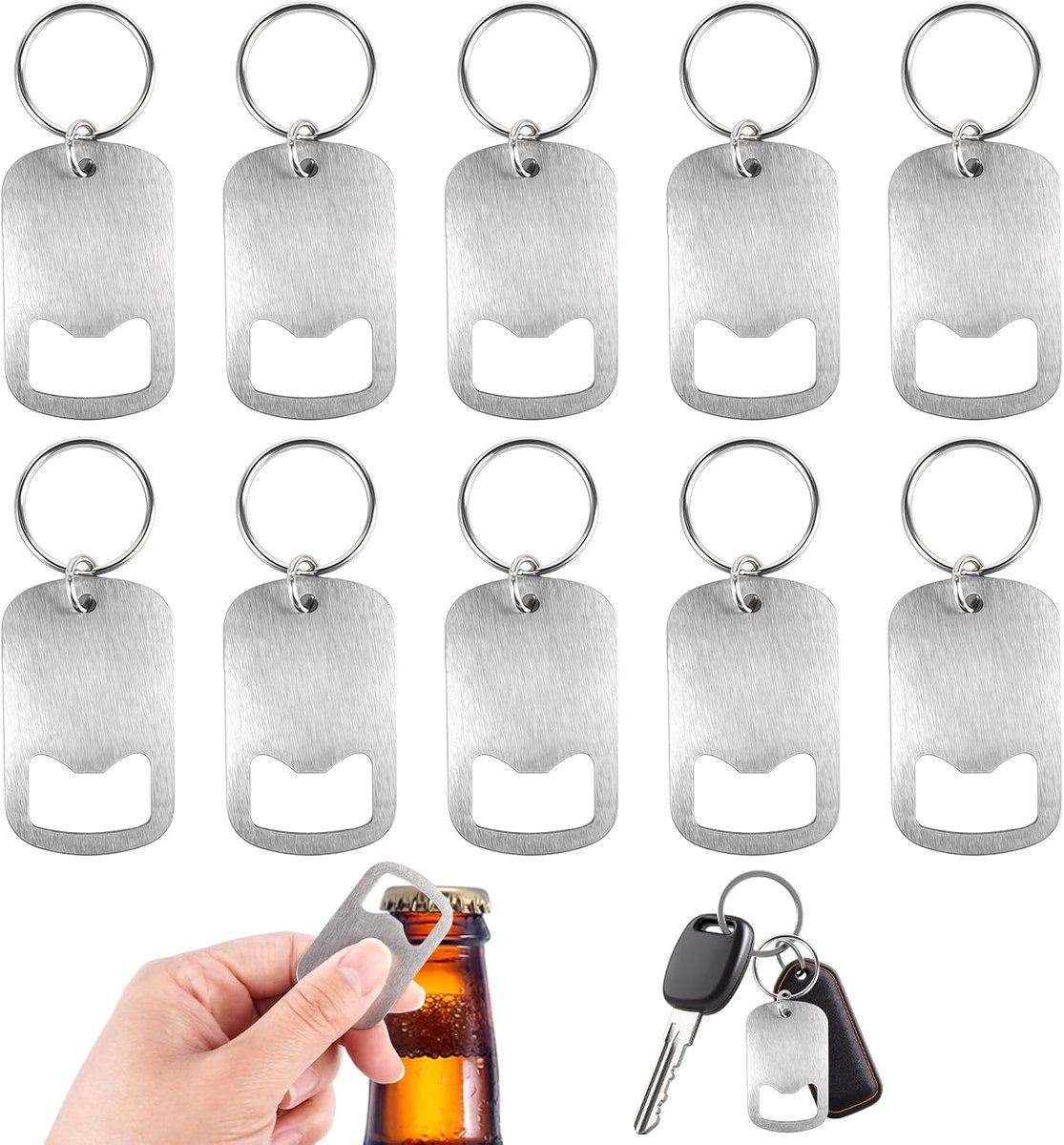 10 stuks flesopener, sleutelhanger, bieropener, sleutelhanger, roestvrijstalen bierflesopener, als cadeau, souvenir - ShopVlot