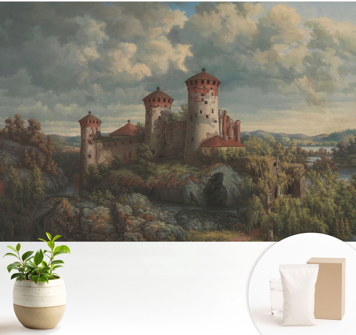 Wallfluent Fotobehang - Groente Vliesbehang - 104x70 cm - Romantisch Landschap Muurschildering - Slaapkamer behang Landschappen - Fotobehang Vlies - Slaapkamer behang