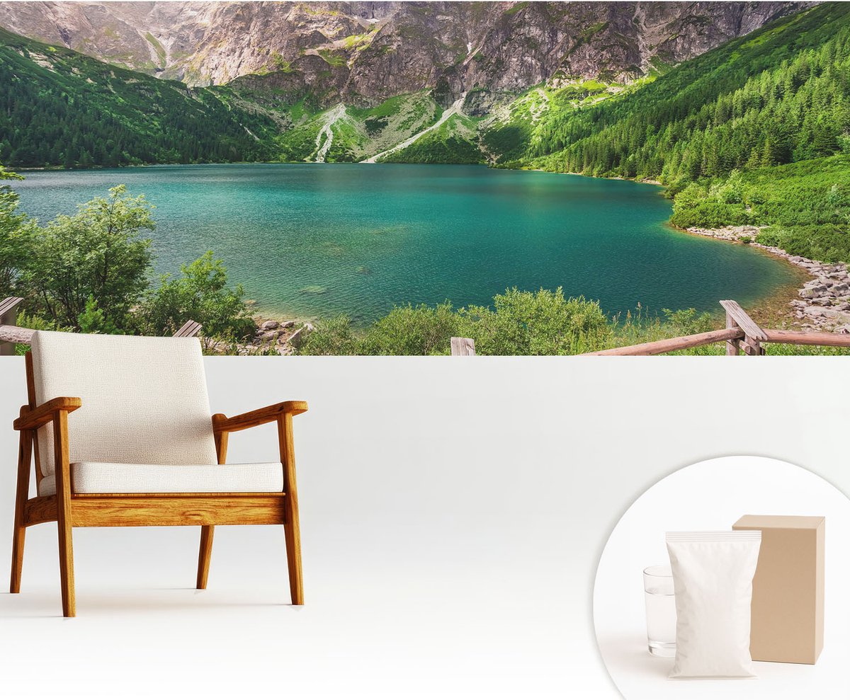 Wallfluent Fotobehang - Groente Vliesbehang - 250x104 cm - Berglandschap Muurschildering - Slaapkamer behang Landschappen - Fotobehang Vlies - Slaapkamer behang