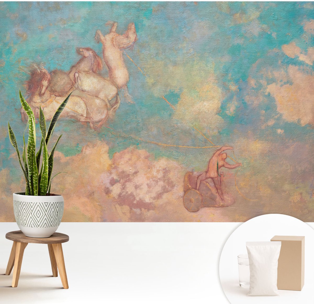 Wallfluent Fotobehang - Blauw Vliesbehang - 208x146 cm - Hemelse Pegasi Muurschildering - Gang behang Deel - Fotobehang Vlies - Slaapkamer behang