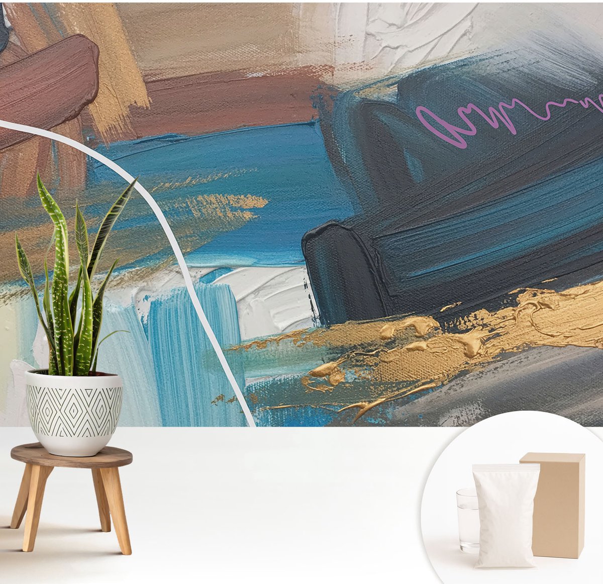 Wallfluent Fotobehang - Bruin Vliesbehang - 208x146 cm - Abstract Patroon Muurschildering - Gang behang Deel - Fotobehang Vlies - Slaapkamer behang