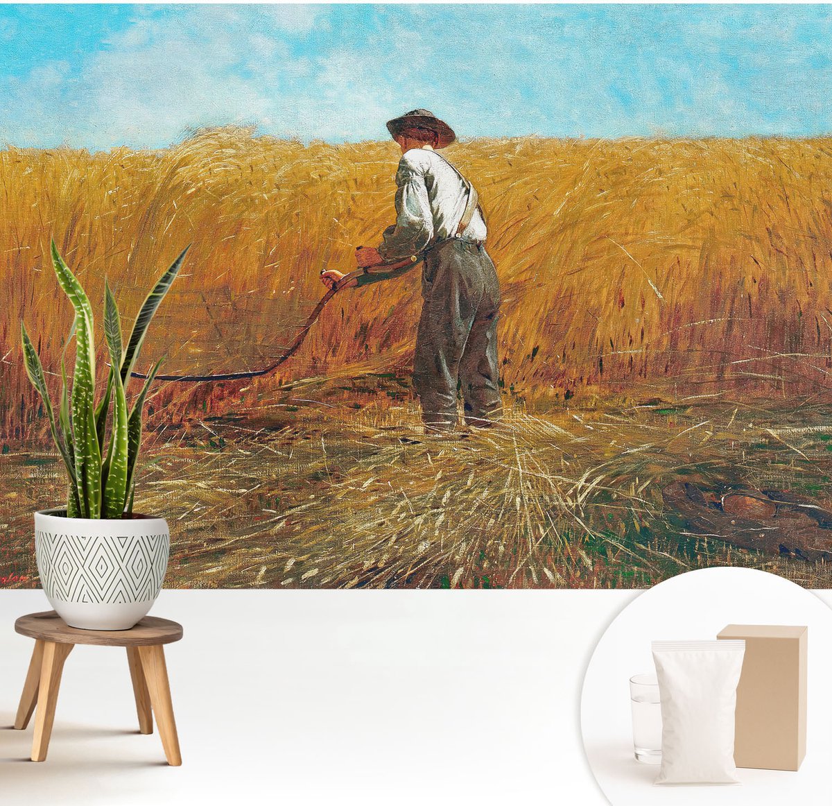 Wallfluent Fotobehang - Geel Vliesbehang - 208x146 cm - Oogst In De Zon Fotobehang Vlies - Woonkamer behang Deel - Muurschildering - Hal behang