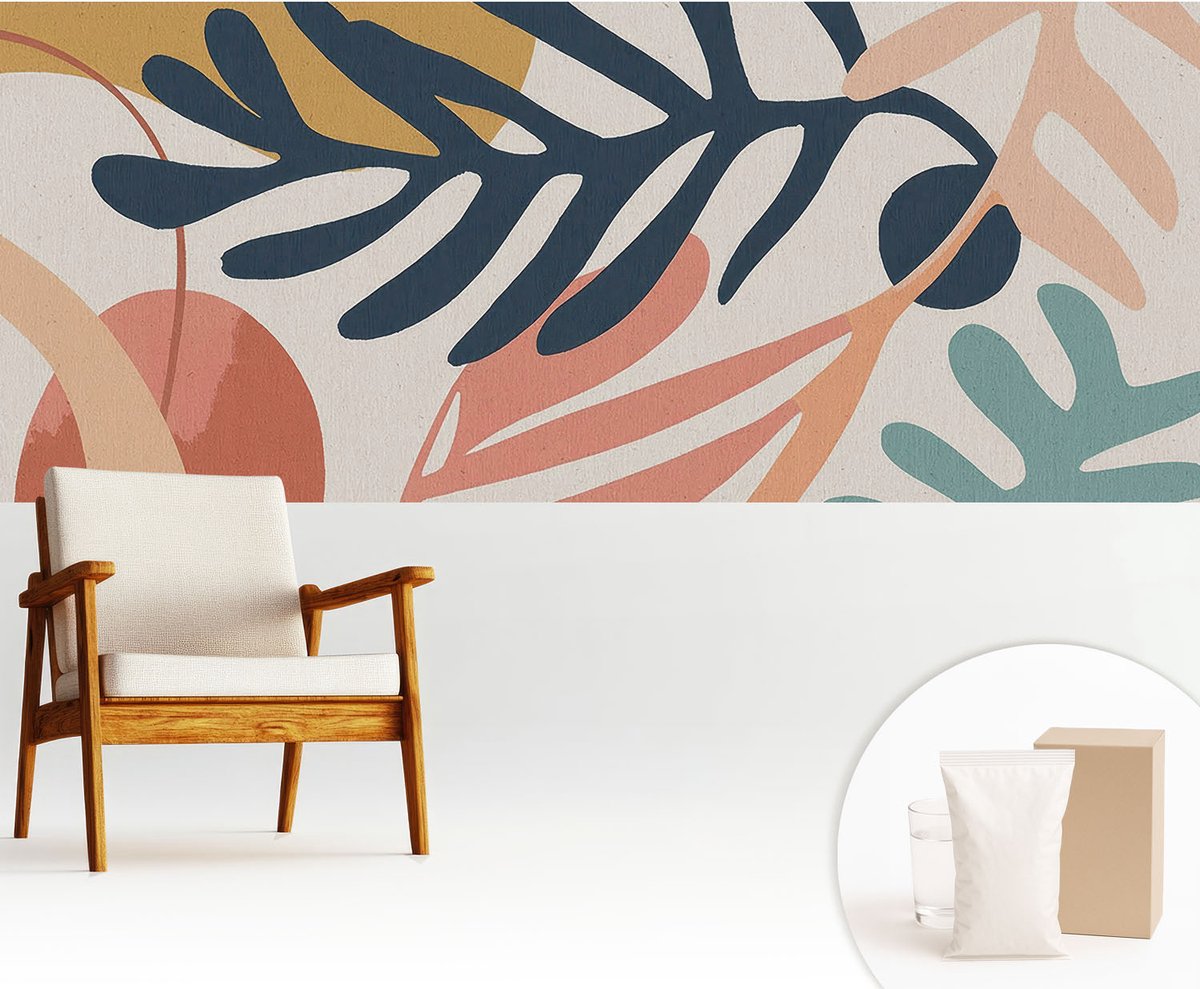 Wallfluent Fotobehang - Marine Vliesbehang - 250x104 cm - Bladpatronen Fotobehang Vlies - Hal behang Deel - Muurschildering - Woonkamer behang