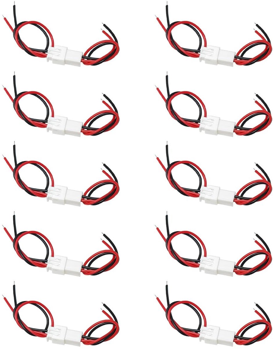 5 Paar JST-XH 2.54mm 2 Pin 1S Balancer met Male en Female Connector en 20cm Silicondraden voor 3D Printers en Elektronische Projecten