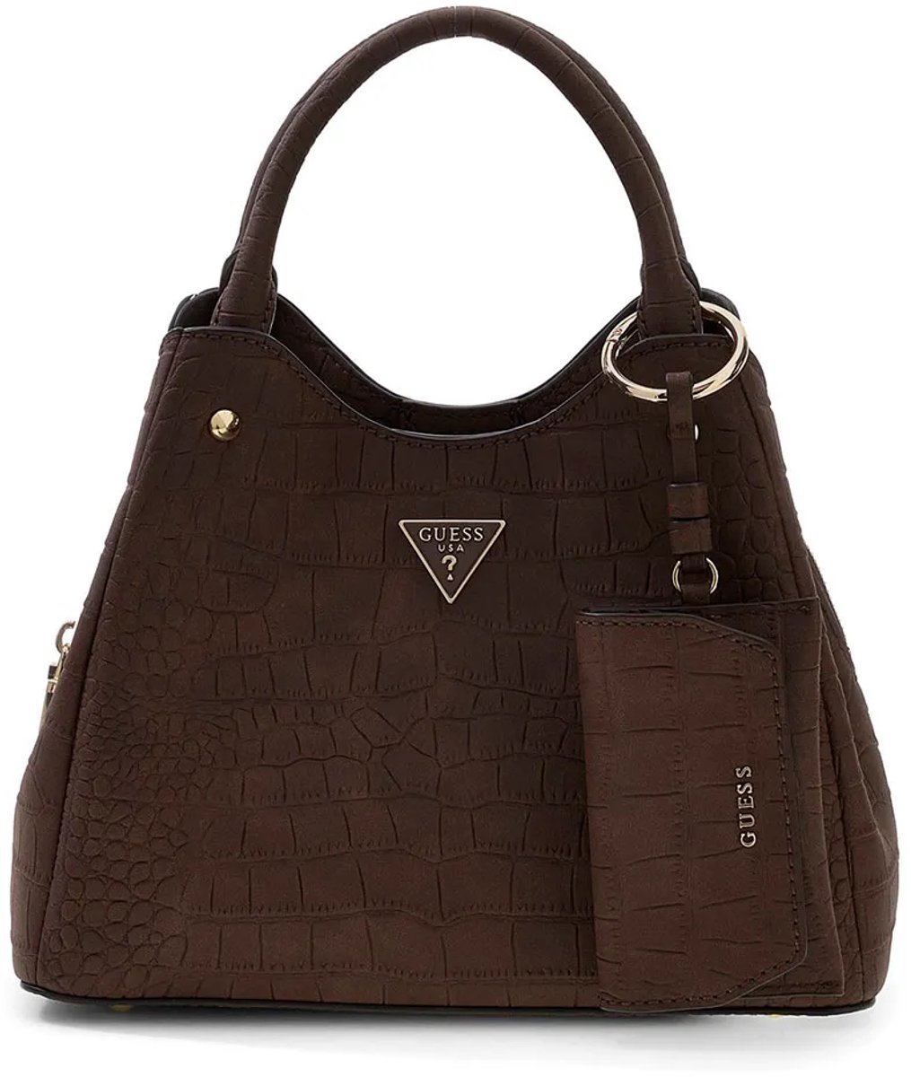 GUESS handtas schoudertas Lorella Logo Girlfriend Tote Espresso donkerbruin