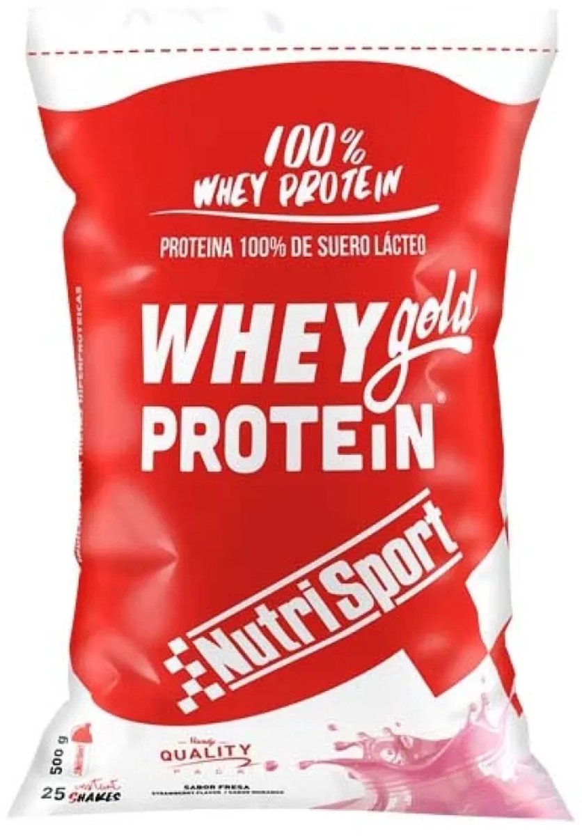 Nutrisport Gold Weiproteïne Aardbei 500g Rood