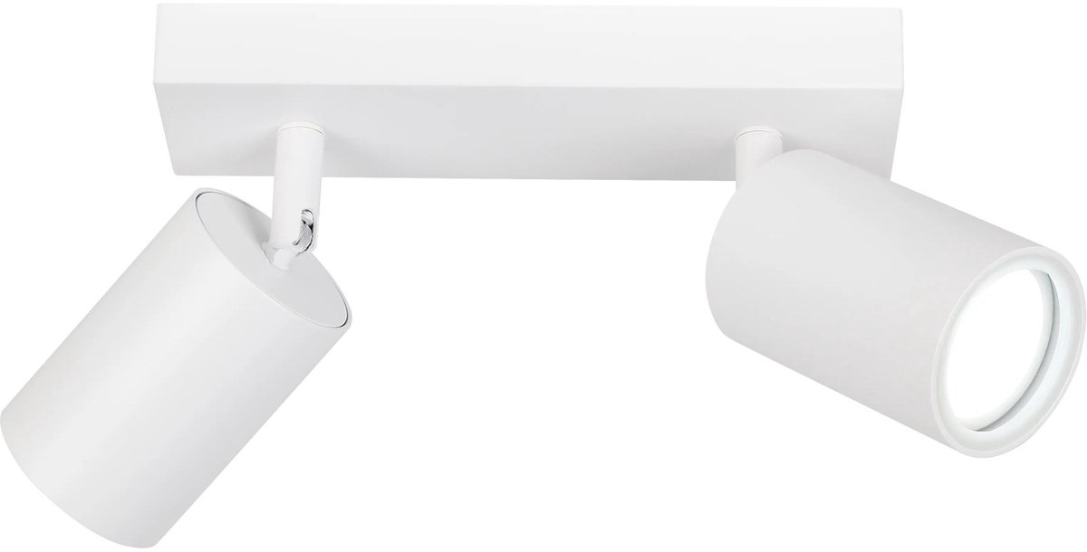 Inaki opbouwspot met 2 lichtpunten in wit, kantelbaar, voor GU10 MR16 (excl.), aluminium, IP44 voor badkamer