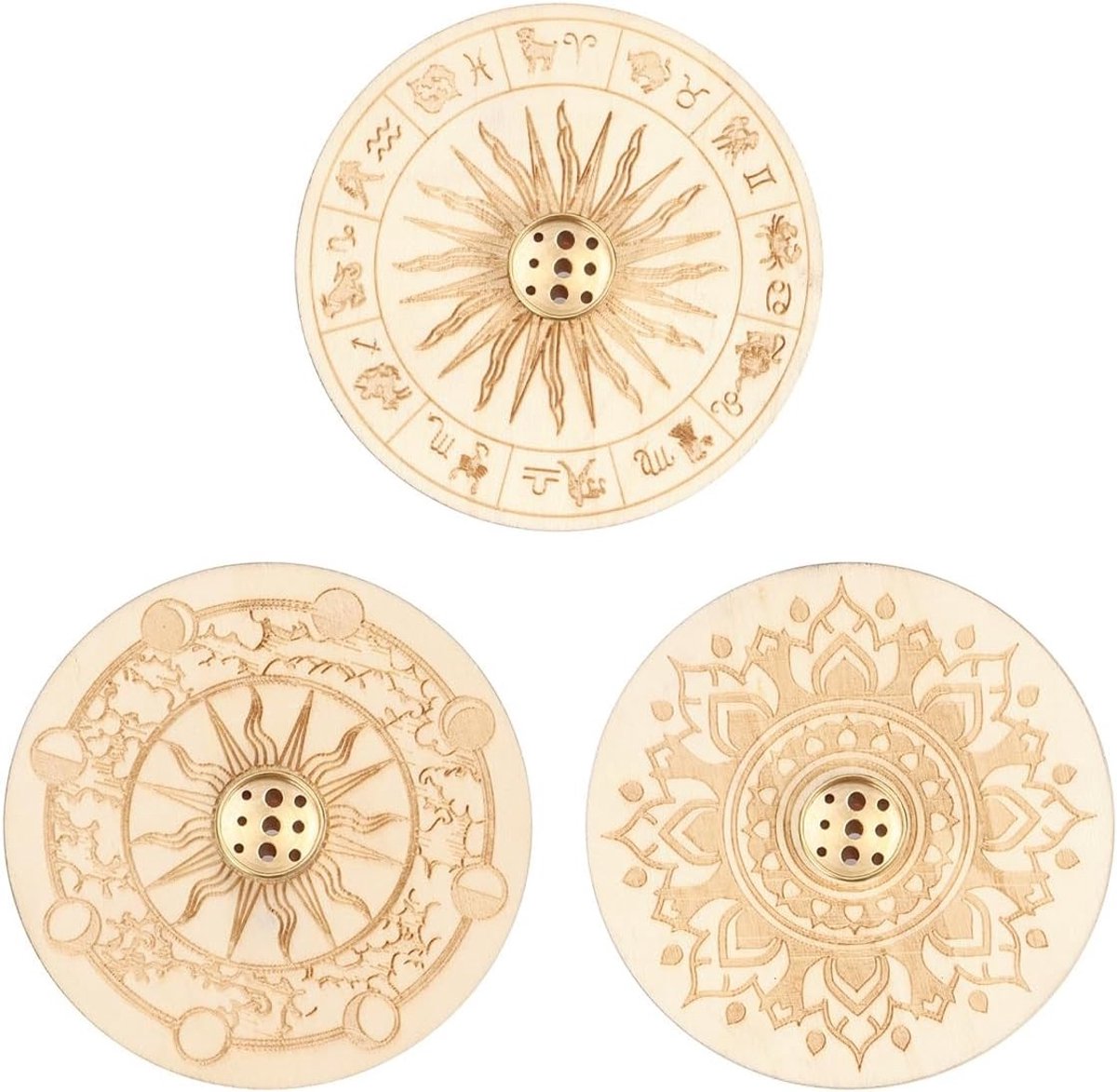 Set van 3 Houten Rookstokhouders voor Yoga en Meditatie, Ideaal voor Aromatherapie en Ontspanning