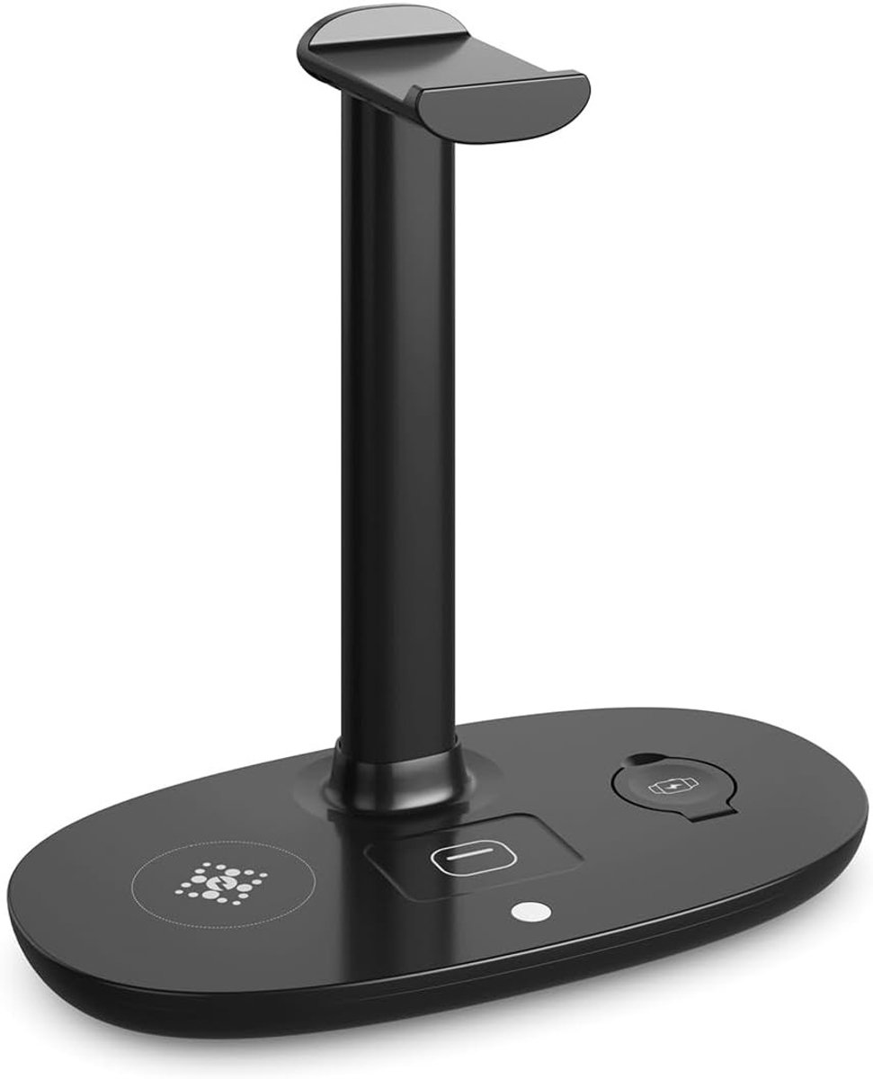Draadloze Oplaadbasis 4-in-1 met Hoofdtelefoonstandaard voor Smartphones, Smartwatches en Draadloze Oordopjes