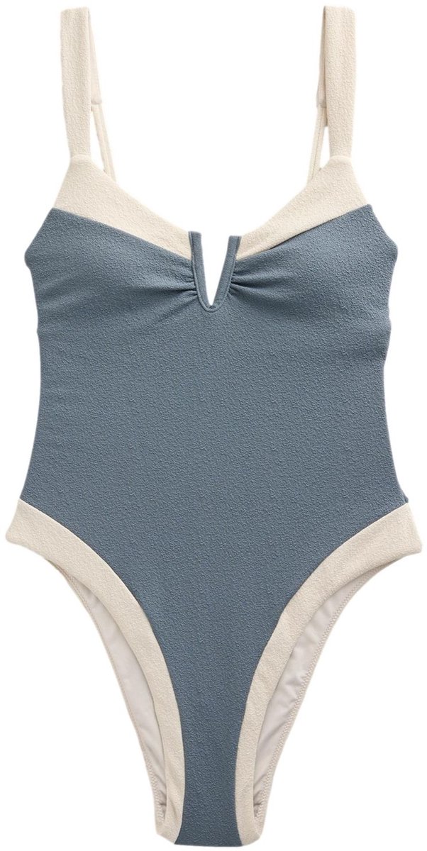 Next - Dames - Buikcorrigerend badpak met textuur - Blauw
