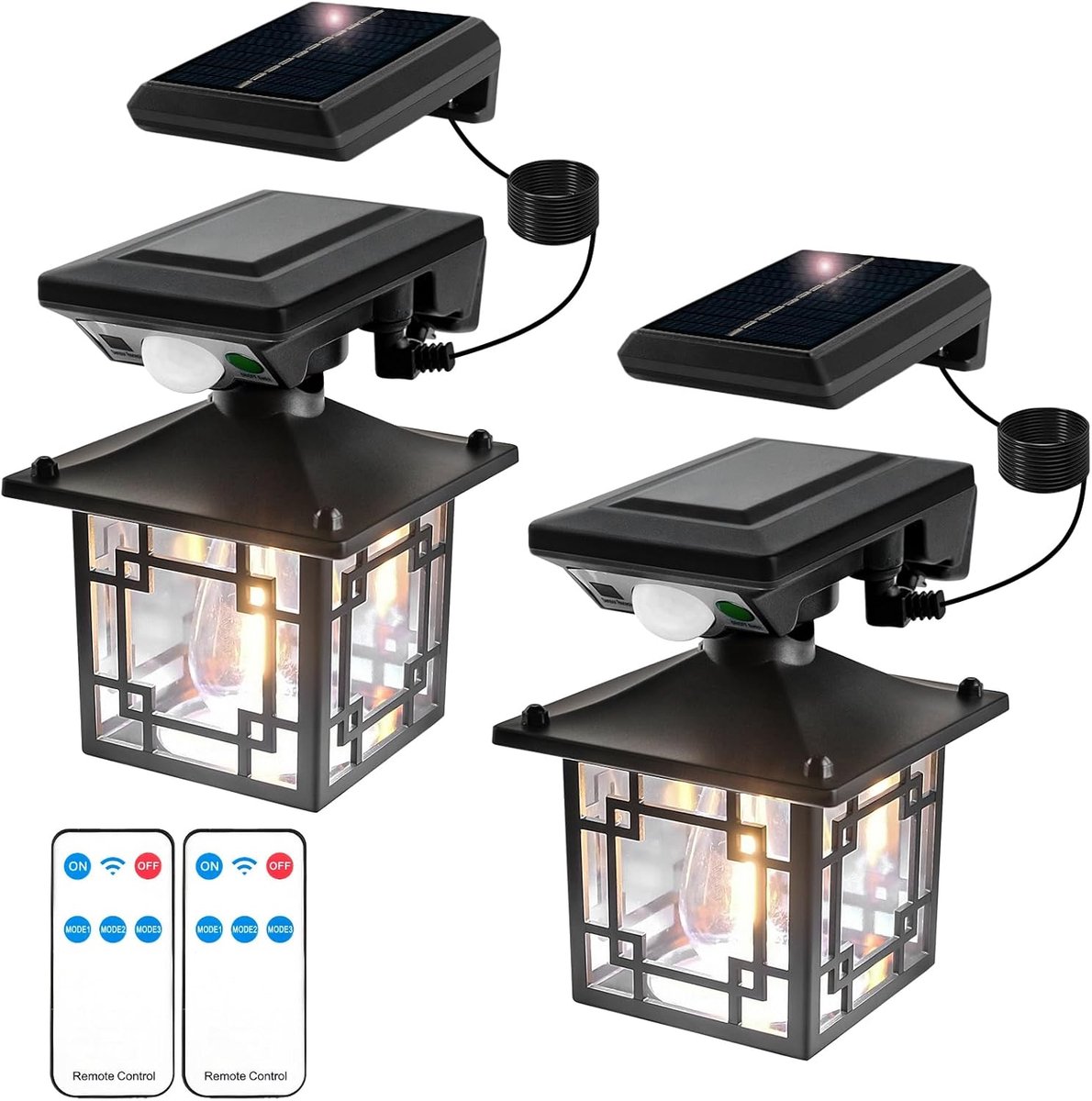 2 Stuks Vintage Wandlamp op Zonne-energie voor Buiten Met Bewegingsmelder, Tuinlicht, Waterdicht IP65, Krachtig Ledlicht (Deelbaar)