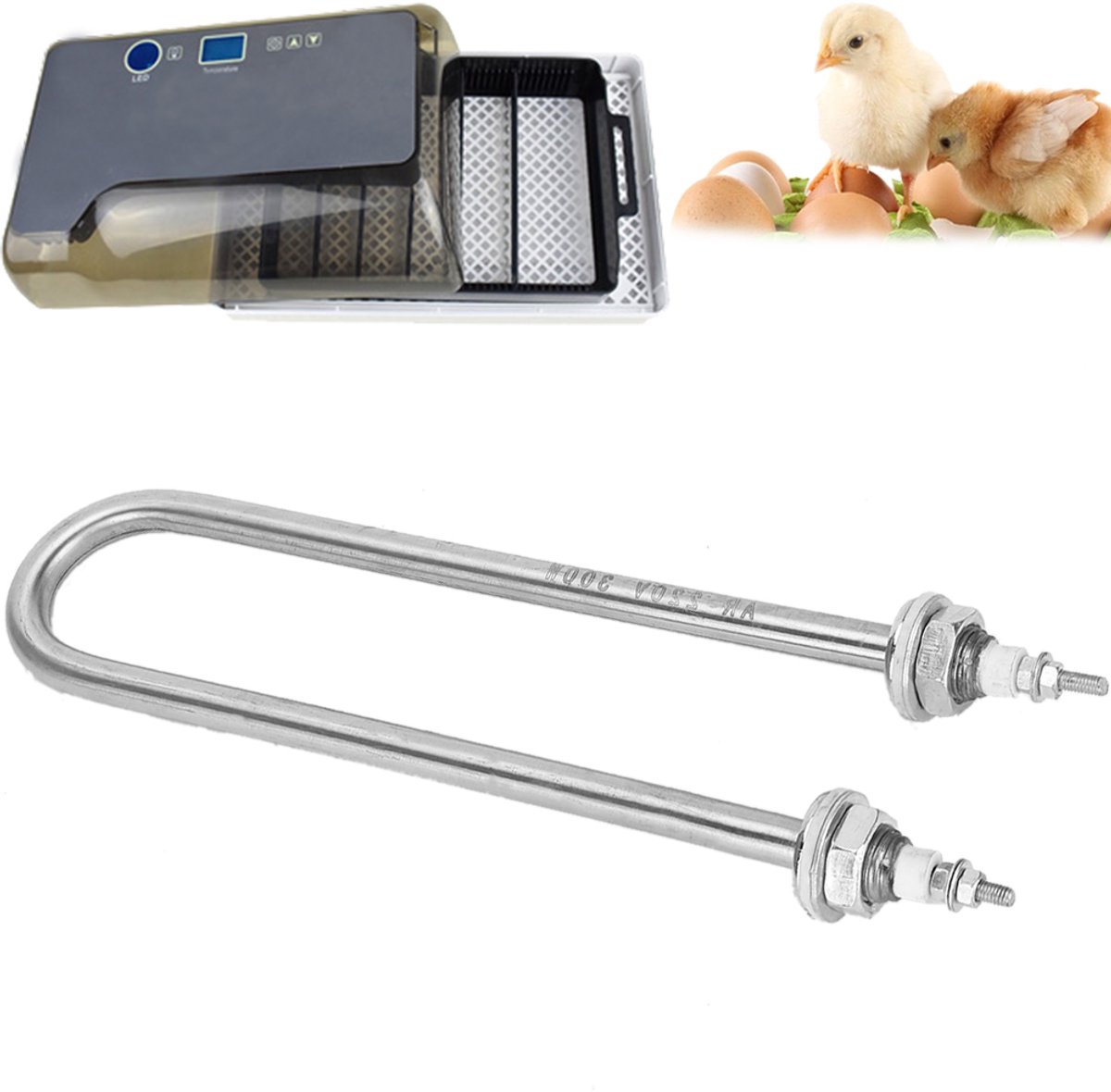 Creatorally bevochtigingsbuis voor broedmachine - U-vorm - 300W - metaal