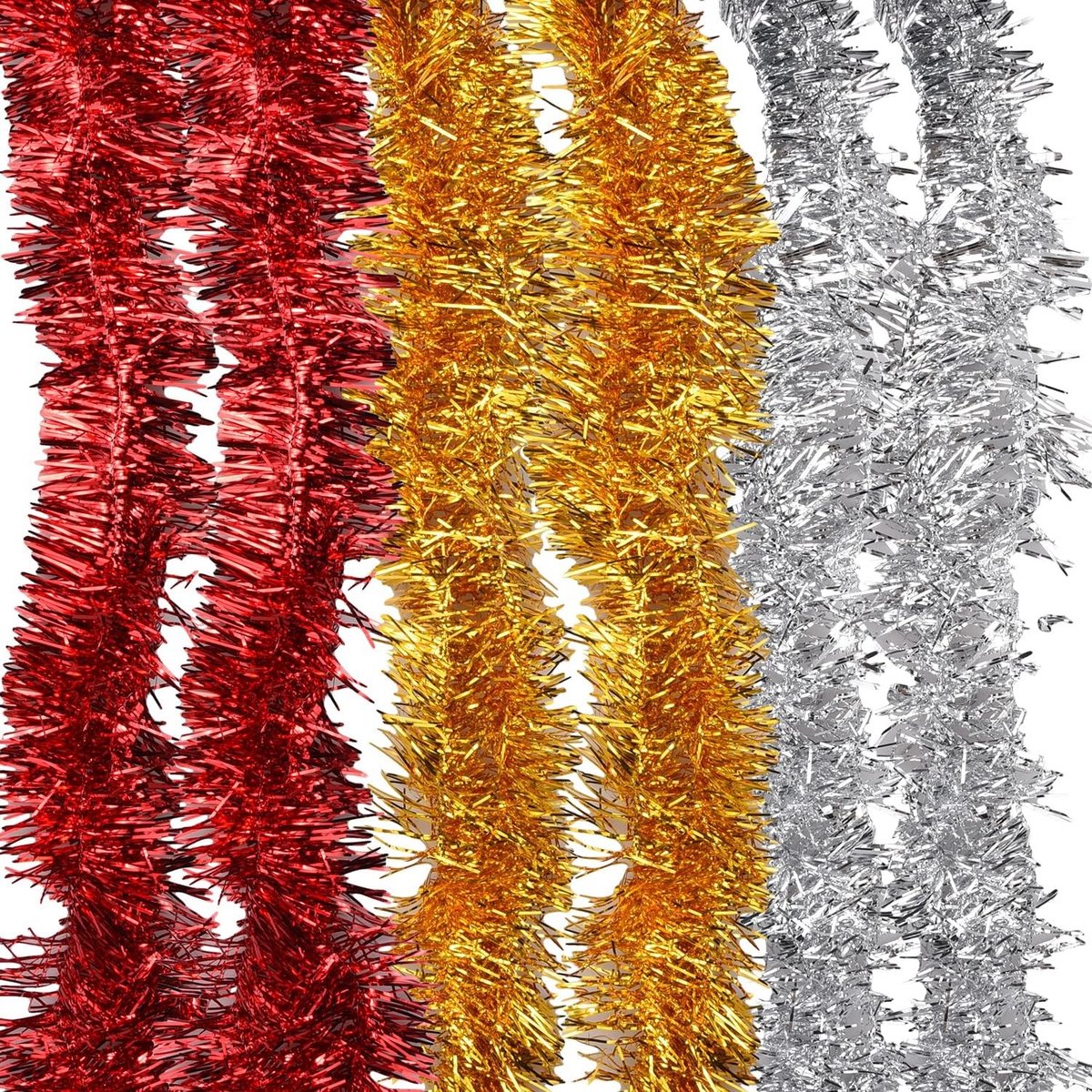 Kerstversiering: 12 meter glinsterende metallic slinger voor kerstboom en feestelijke decoratie